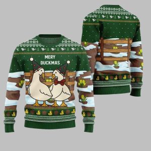 2025 Christmas Adorable Duck Family Farm Ugly Christmas Sweater 1