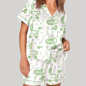 Watercolor Green Golf Toile Pajama Set 1