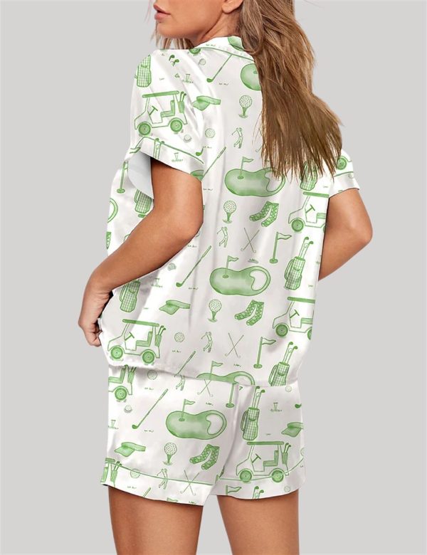 Watercolor Green Golf Toile Pajama Set 2
