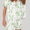 Watercolor Green Golf Toile Pajama Set 3