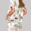 Watercolor Palm Club Summer Miami Beach Vacation Pajama Set 2