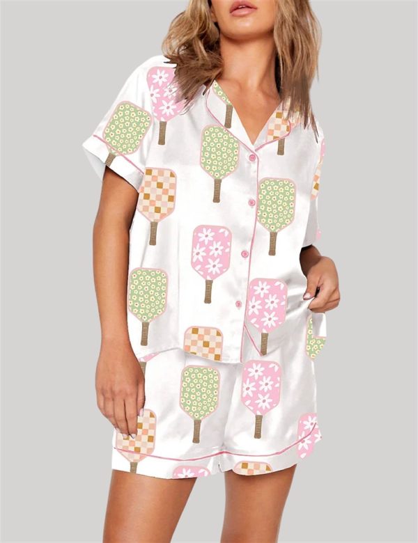 Watercolor Pickleball Paddles Pickleball Social Club Print Pajama Set 1
