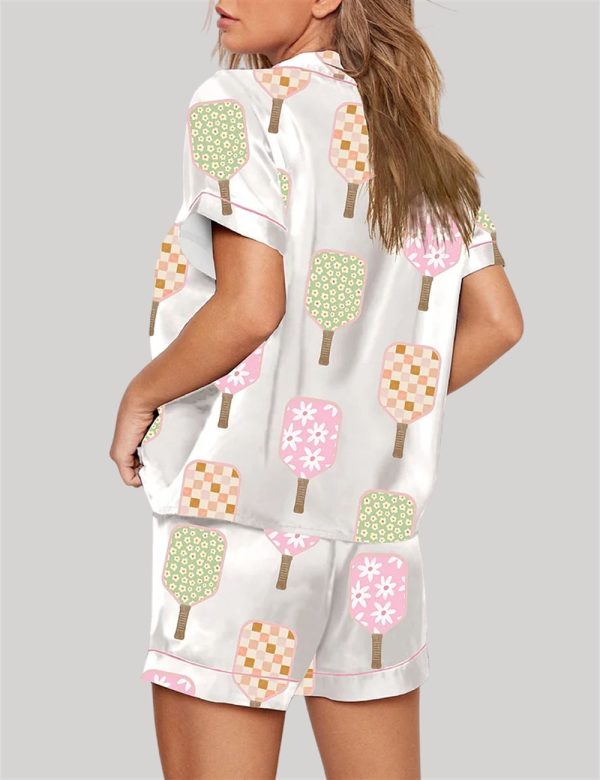 Watercolor Pickleball Paddles Pickleball Social Club Print Pajama Set 2