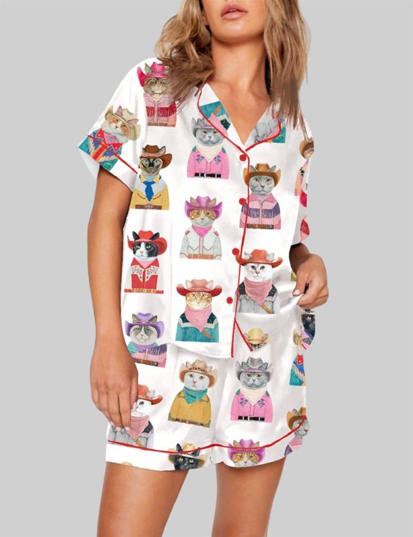Western Cowboy Cats Cat Lovers Pajama Set 1