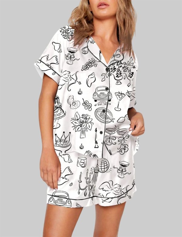 Whimsical Wedding Doodles For Wedding Pajama Set 1