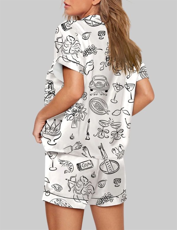 Whimsical Wedding Doodles For Wedding Pajama Set 2