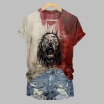 Women's 2025 Halloween Jesus Zombie V-neck T-shirt