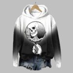 Women's 2025 Halloween Selfie Skull Print Hoodie