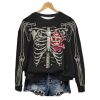 Womens 2025 Halloween Skeleton Print Sweatshirt 1 2