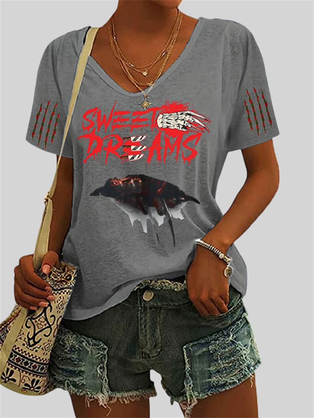 Women's 2025 Halloween Sweet Dreams Nightmare Printed Casual T-Shirt Women's 2025 Halloween Sweet Dreams Nightmare Printed Casual T-Shirt