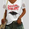 Womens 2025 Halloween Sweet Dreams Nightmare Printed Casual T Shirt 3