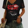 Womens 2025 Halloween Sweet Dreams Nightmare Printed Casual T Shirt 4