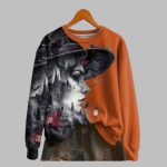 Women's 2025 Halloween Witches Print Crew Sweatshirt