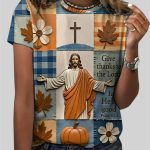 Women's Casual Autumn Faith Short Sleeve T-Shirt
