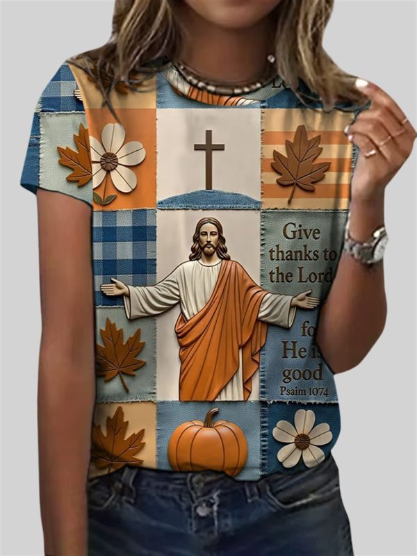 Women's Casual Autumn Faith Short Sleeve T-Shirt