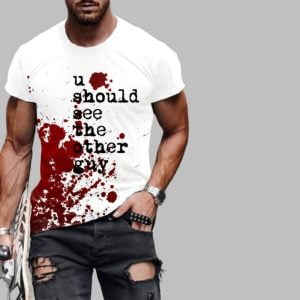 2025 Halloween Men's Bloodstain You Should See The Other Guy Print T-Shirt