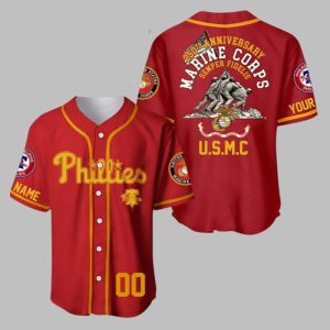 2025 Phillies US Marine Corps 250th Year Anniversary Football Jersey 1 1