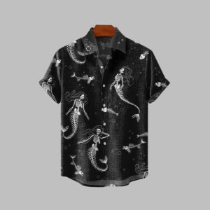 2025 Halloween Mermaid Skull Hawaiian Shirt 1 1