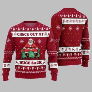 2025 Christmas Check Out My Huge Sack Santa Ugly Christmas Sweater 1