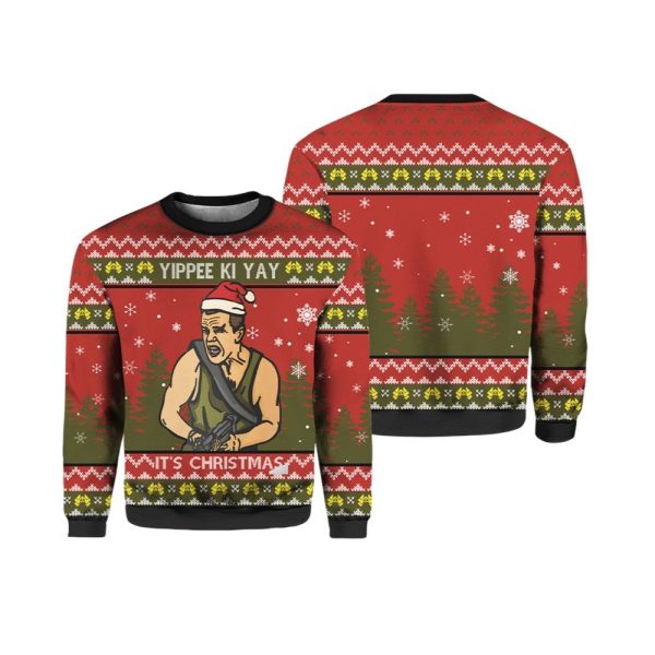Yippee Ki Yay Its Christmas Die Hard Ugly Christmas Sweater 1 2