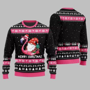 2025 Christmas Happy Christmas Flamingo Ugly Christmas Sweater 1