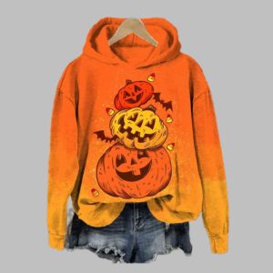 2025 Women's Pumpkin Halloween Printed Hoodie