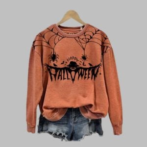 2025 Halloween Happy Halloween Print Sweatshirt 1 1