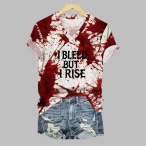 2025 Halloween Women's Casual Bloodstain Print V-Neck Short Sleeve T-Shirt
