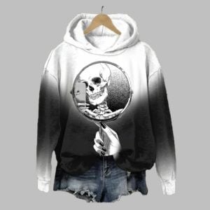 Women's 2025 Halloween Selfie Skull Print Hoodie