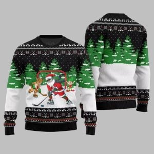 Santa Plays Hockey Ugly Sweater Christmas 2025 1