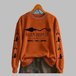 2025 Halloween Salem Broom Co Rentals Sales Repairs Print Sweatshirt 1 1
