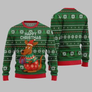 2025 Christmas Happy Christmas Kangaroo Ugly Christmas Sweater 1