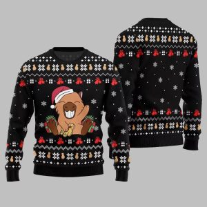 2025 Christmas Funny Capybara Santa Hat Ugly Christmas Sweater 1