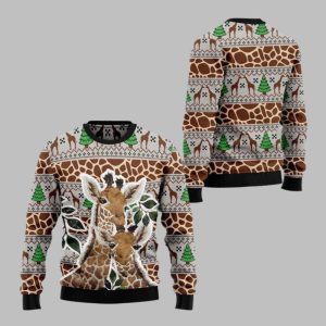 2025 Christmas Giraffe Family Ugly Christmas Sweater 1 1