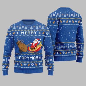 2025 Christmas Funny Merry Capybara Ugly Christmas Sweater 1