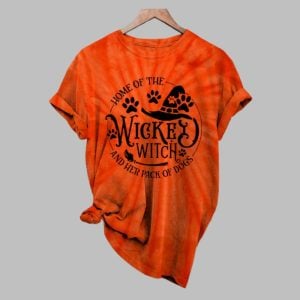 2025 Halloween Women's Home Of The Wicked Witch And Her Pack Of Dogs Shirt