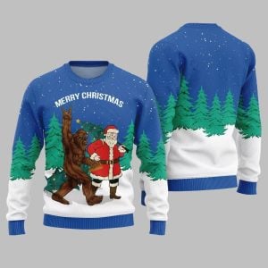 Bigfoot Santa Merry Christmas Ugly Sweater Christmas 2025 1