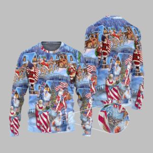 2025 Christmas America Christmas Patriotic Santa Claus Ugly Christmas Sweater 1 1