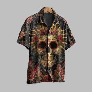 2025 Halloween Rose Skull Hawaiian Shirt 1 1
