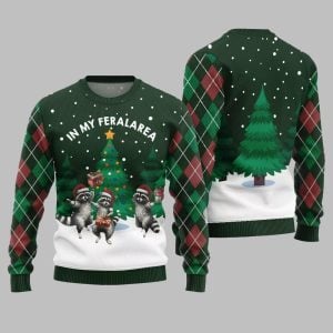 In My Feral Area Raccoon Ugly Sweater Christmas 2025 1