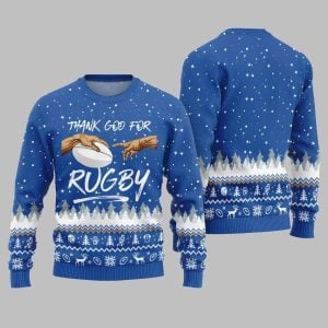 2025 Christmas Thank God For Rugby Ugly Christmas Sweater 1
