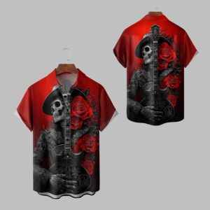 Halloween 2025 Skull Guitar Hawaiian Shirt 1 1