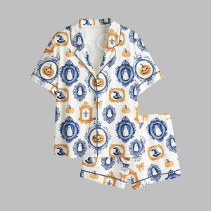 Autumn Preppy Halloween Fall Pumpkin Spice Spooky Ghost Pajama Set 1