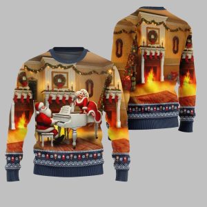 2025 Christmas Bold Piano Claus Ugly Christmas Sweater 1