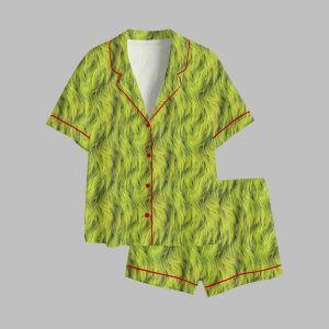 Christmas Grnch Green Fur Pajama Set 1