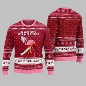 2025 Christmas Crazy Flamingo Oops Broken Leg Ugly Christmas Sweater 1