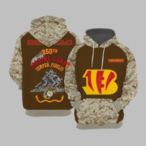 Bengals USMC 250th Birthday Celebration Night Game 2025 Hoodie 1 1