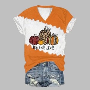 2025 Halloween Women's Pumpkin It's Fall Y'all T-Shirt