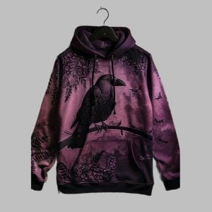 2025 Halloween Gothic Raven Art Printed Hoodie