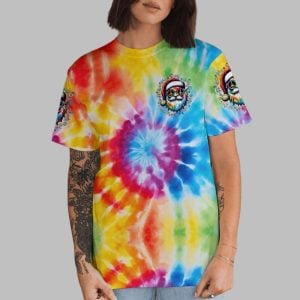 2025 Christmas Dont Stop Believe Santa Claus Tie Dye Shirt 1